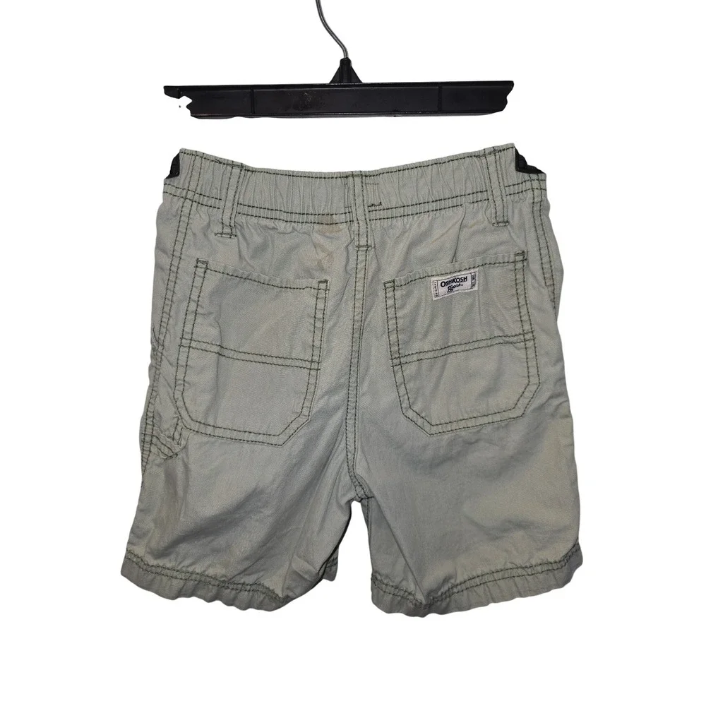 OshKosh Bgosh Boys Sage Green Cotton‎ Cargo Shorts Size 6 Elastic Waist Utility